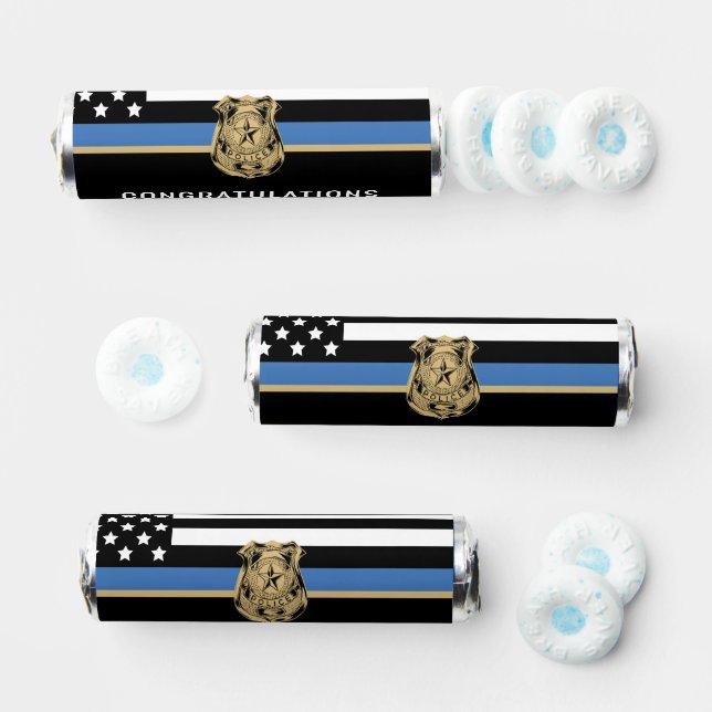 Police Blue Line Flag Congratulations Retirement Breath Savers® Mints (Assorted)