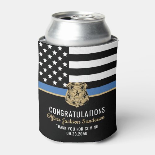 Police Blue Line Flag Congratulations Retirement Can Cooler