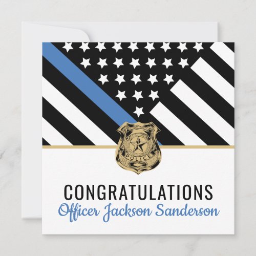 Police Blue Line Flag Congratulations Retirement Card