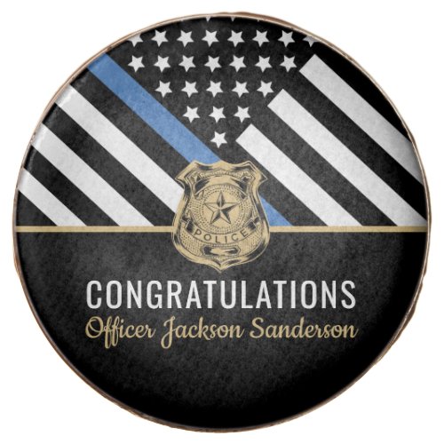 Police Blue Line Flag Congratulations Retirement Chocolate Covered Oreo