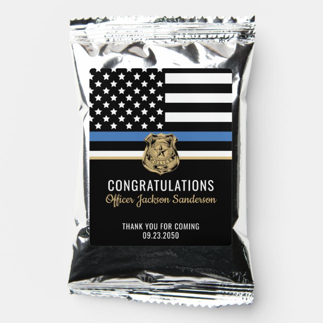 Police Blue Line Flag Congratulations Retirement Coffee Drink Mix (Front)