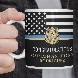 Police Blue Line Flag Congratulations Retirement Coffee Mug
