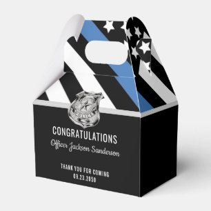 Police Blue Line Flag Congratulations Retirement Favor Boxes