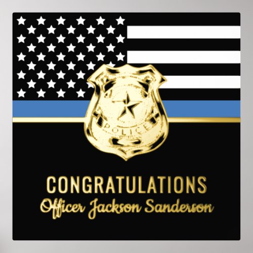 Police Blue Line Flag Congratulations Retirement