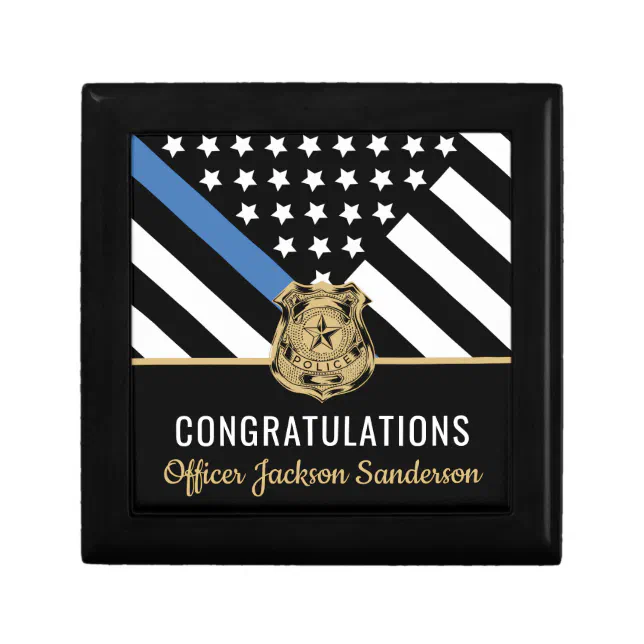 Police Blue Line Flag Congratulations Retirement Gift Box | Zazzle