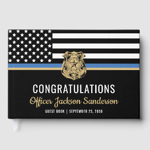 Police Blue Line Flag Congratulations Retirement Guest Book