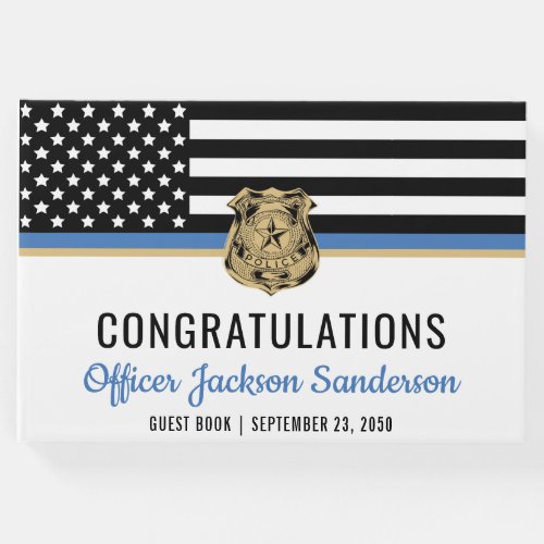 Police Blue Line Flag Congratulations Retirement Guest Book