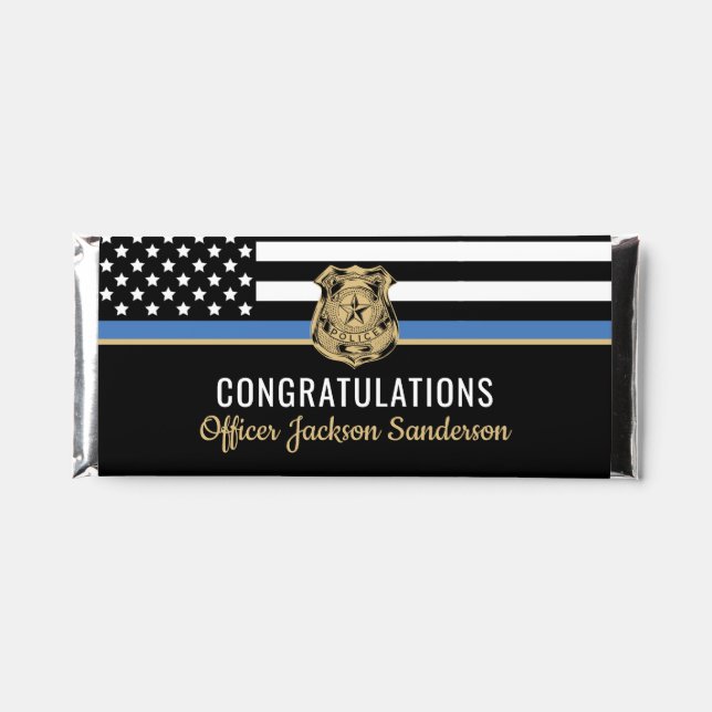 Police Blue Line Flag Congratulations Retirement Hershey Bar Favors (Front)