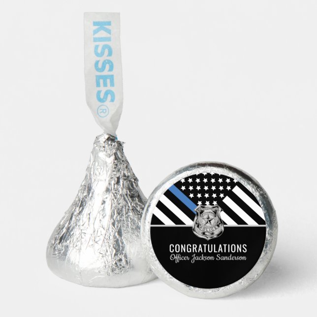 Police Blue Line Flag Congratulations Retirement Hershey®'s Kisses® (Front)