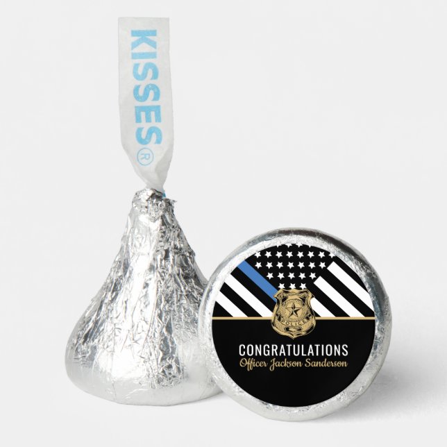 Police Blue Line Flag Congratulations Retirement Hershey®'s Kisses® (Front)