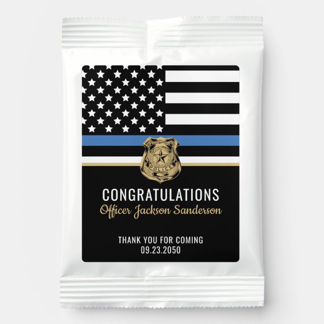 Police Blue Line Flag Congratulations Retirement Hot Chocolate Drink Mix (Front)