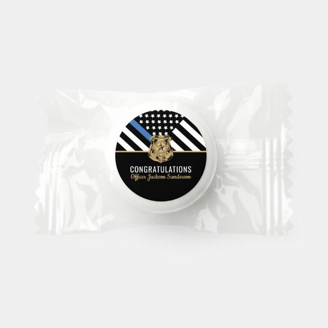 Police Blue Line Flag Congratulations Retirement Life Saver® Mints (Front)