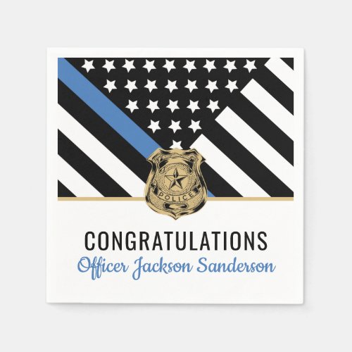 Police Blue Line Flag Congratulations Retirement Napkins