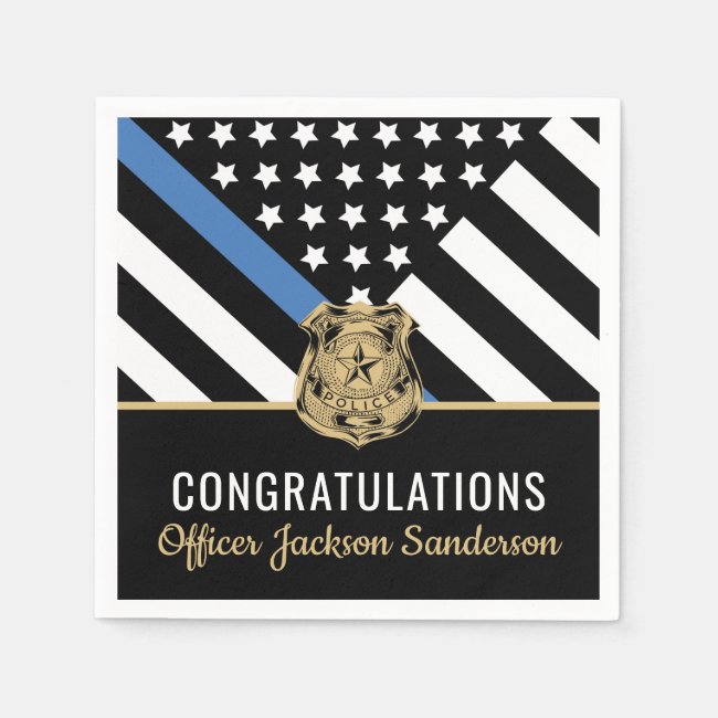 Police Blue Line Flag Congratulations Retirement Napkins