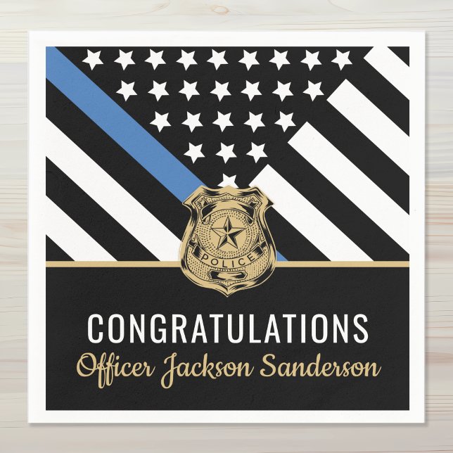Police Blue Line Flag Congratulations Retirement Napkins (Police Blue Line Flag Congratulations Retirement Napkins)