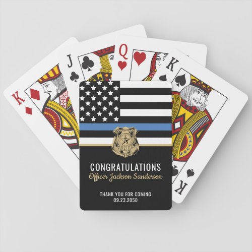 Police Blue Line Flag Congratulations Retirement Poker Cards