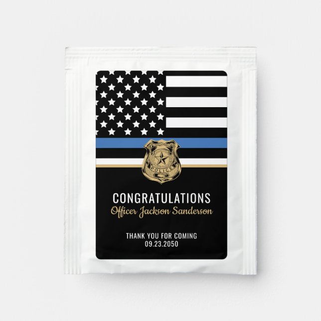 Police Blue Line Flag Congratulations Retirement Tea Bag Drink Mix (Front)