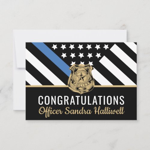 Police Blue Line Flag Congratulations Retirement Thank You Card