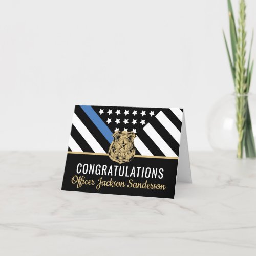 Police Blue Line Flag Congratulations Retirement Thank You Card