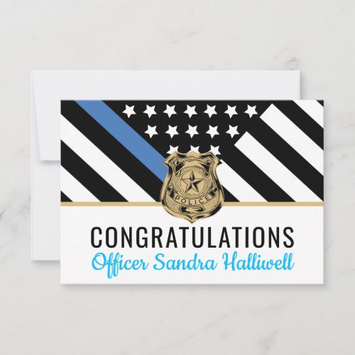 Police Blue Line Flag Congratulations Retirement Thank You Card