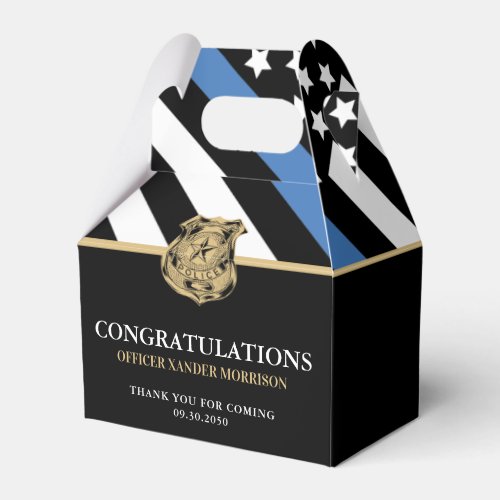 Police Blue Line Flag Graduation Congratulations Favor Boxes