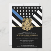 Police Blue Line Flag Law Enforcement Graduation Invitation (Front)