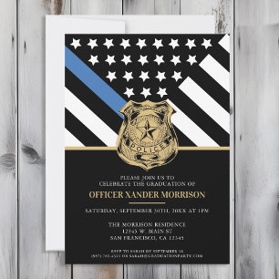 Police Blue Line Flag Law Enforcement Graduation Invitation