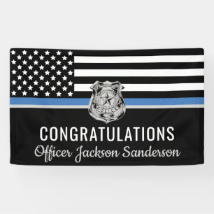 Police Blue Line Flag Law Enforcement Retirement Banner