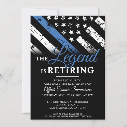 Police Blue Line Flag Law Enforcement Retirement Invitation