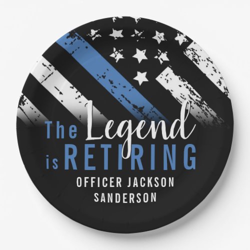 Police Blue Line Flag Law Enforcement Retirement Paper Plates