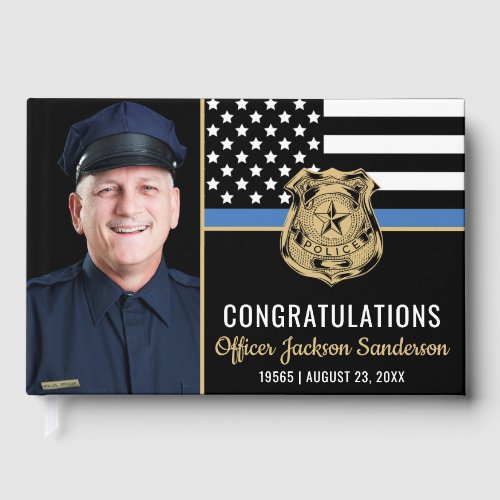 Police Blue Line Flag Officer Photo Retirement