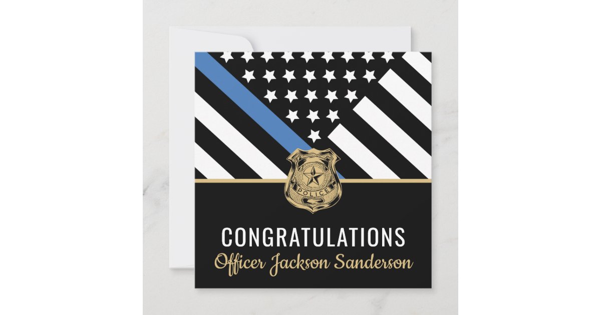 Police Blue Line Flag Retirement Congratulations Card | Zazzle