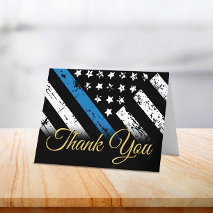 Police Blue Line Law Enforcement First Responder Letterpress Thank You Card