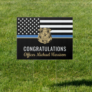 Police Blue Line Law Enforcement Graduation Party Sign