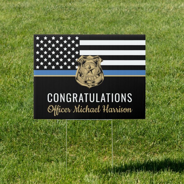 Police Blue Line Law Enforcement Graduation Party Sign (Insitu)