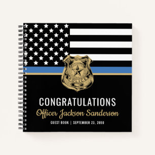 Police Blue Line Law Enforcement Retirement Guest Notebook