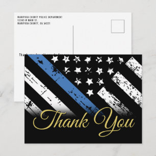 Police Blue Line Law Enforcement Thank You Postcard