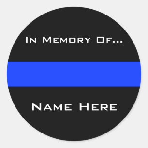 Police Blue Thin Line Classic Round Sticker