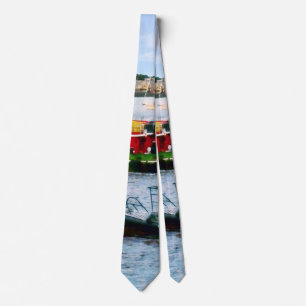 Police Boat and Two Tugboats Neck Tie