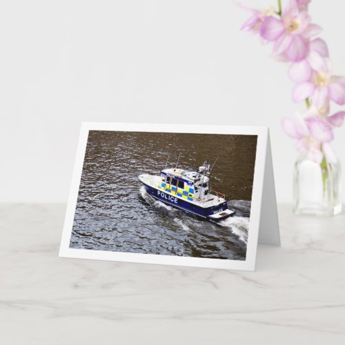 Police Boat on the River Thames London Card