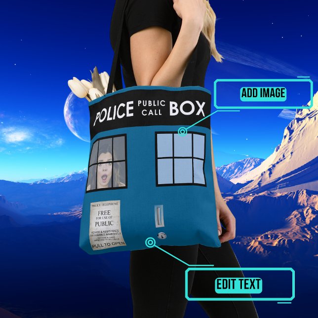 Police Box Customized Tote Bag (Travel anywhere in time and space with this fun tote)