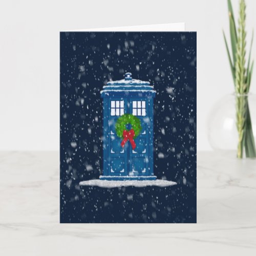 Police Box in Christmas Snow Holiday Card