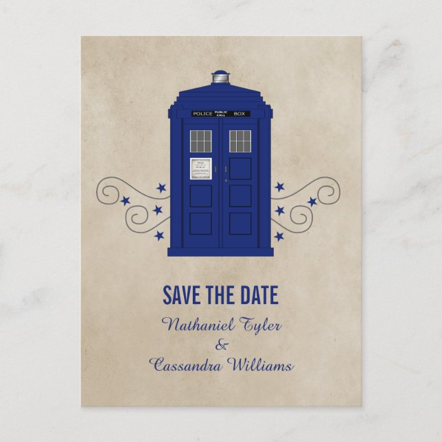Police Box Save the Date Postcard v6 (Front)