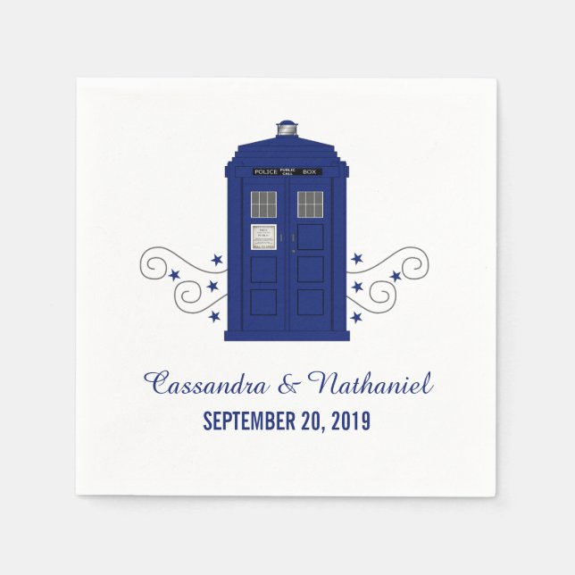 Police Box Wedding Paper Napkins v3 (Front)