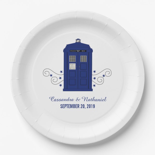 Police Box Wedding Paper Plates v3 (Front)