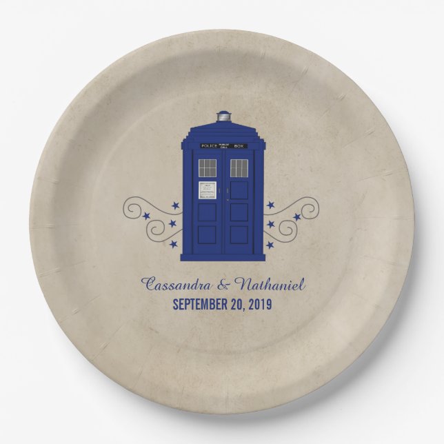 Police Box Wedding Paper Plates v6 (Front)