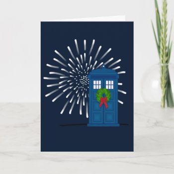 "police Box With Christmas Wreath" Holiday Card by nharveyart at Zazzle