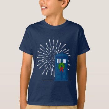 “police Box With Christmas Wreath” T-shirt by nharveyart at Zazzle