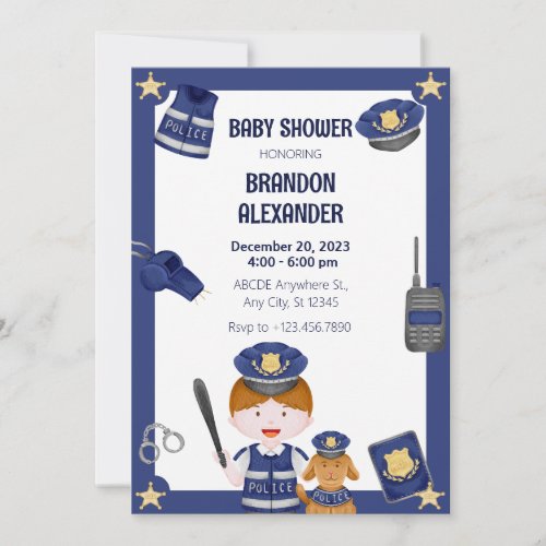 Police boy baby shower Invitation