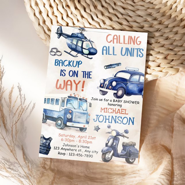 Police Boy Baby Shower Party  Invitation (Creator Uploaded)